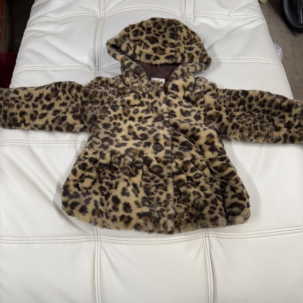 Leopard Print Faux Fur Baby Coat